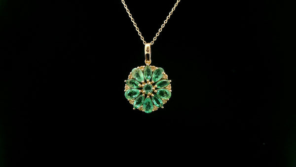 2.07 Ct Pear Emerald 14K Gold Pendant