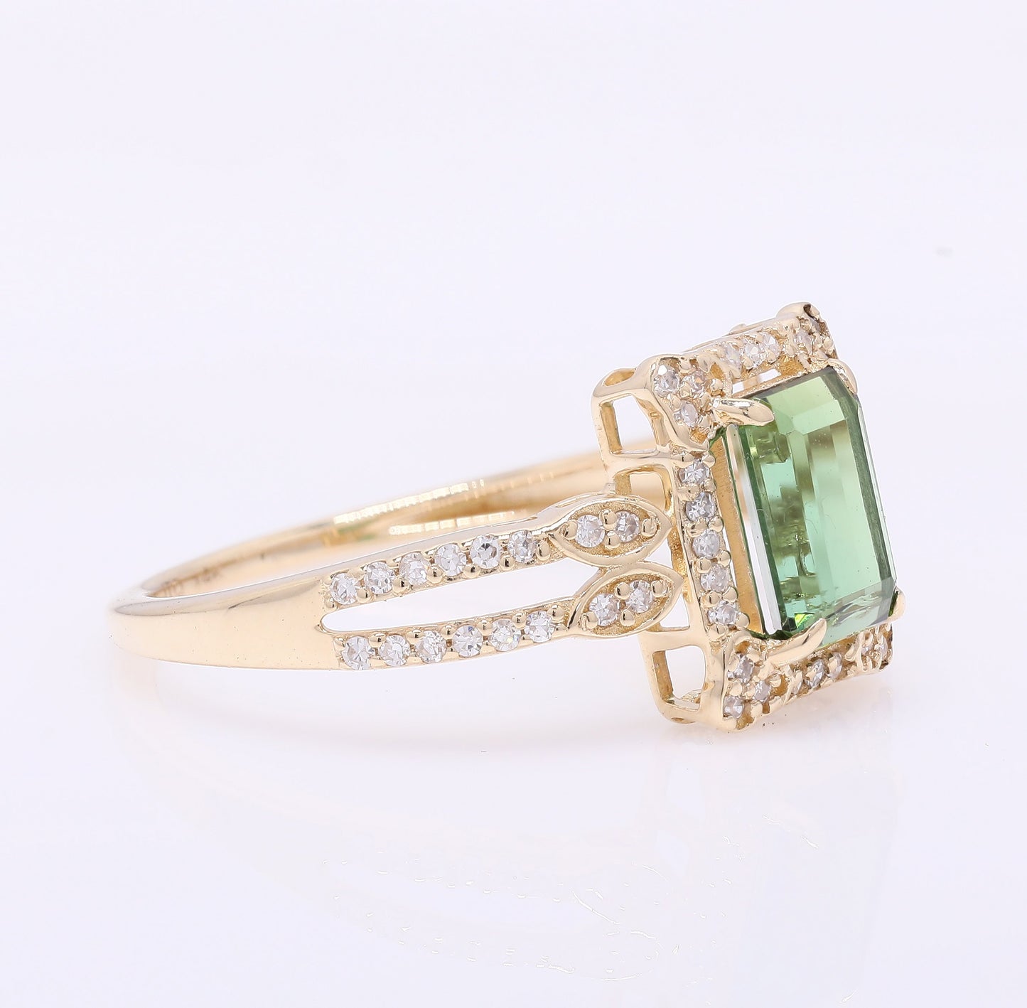 1.20 Ct Octagon Step Cut Natural Tourmaline 14K Gold Ring