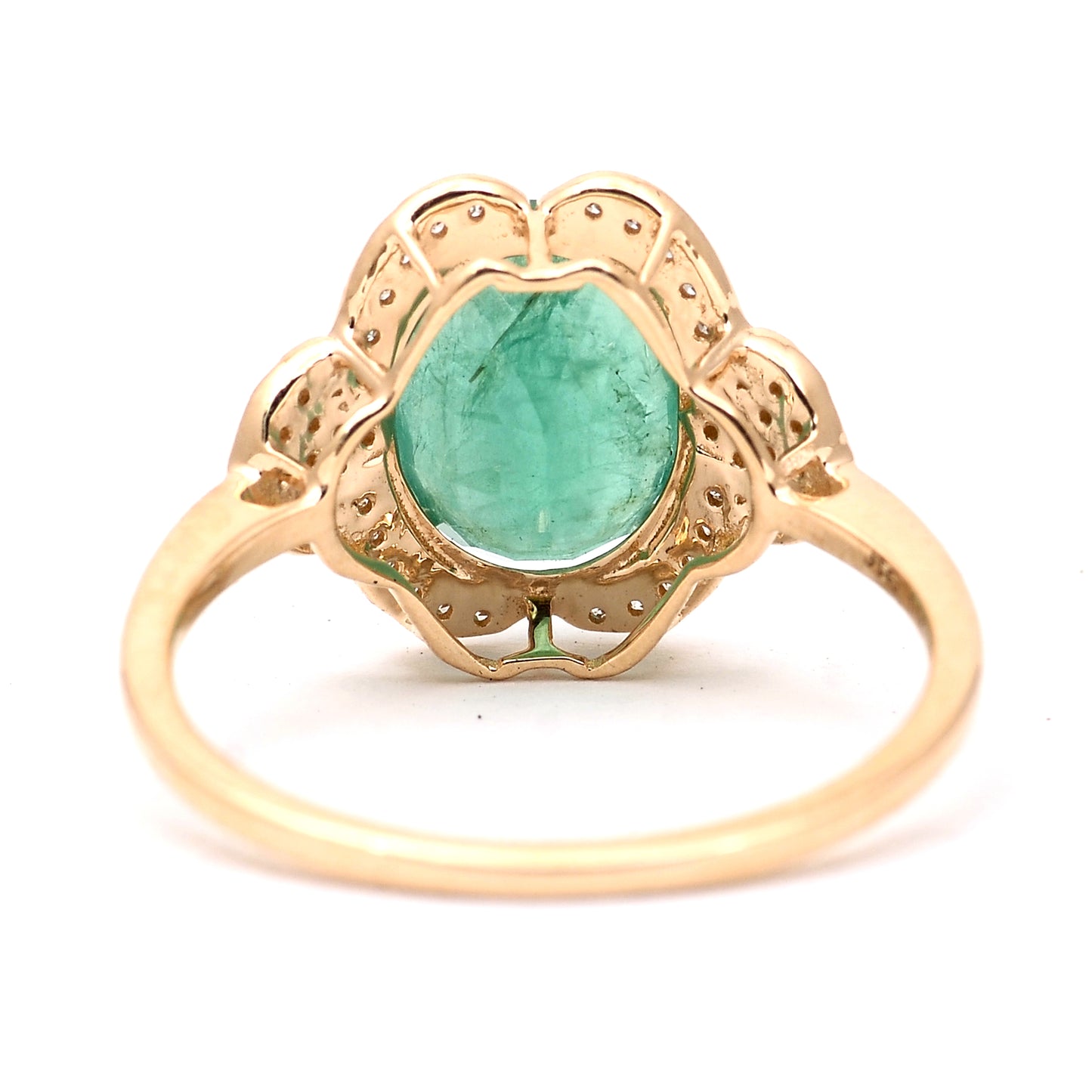 2.30 Ct Oval Mixed Cut Natural Emerald 14K Gold Ring
