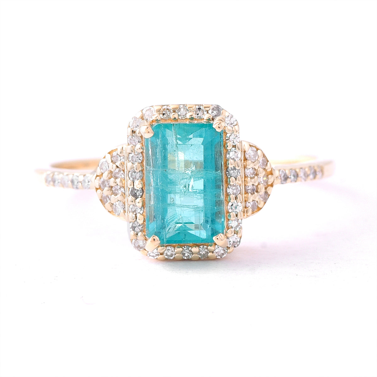 1.43 Ct Octagon Step Cut Natural Emerald 14K Gold Ring