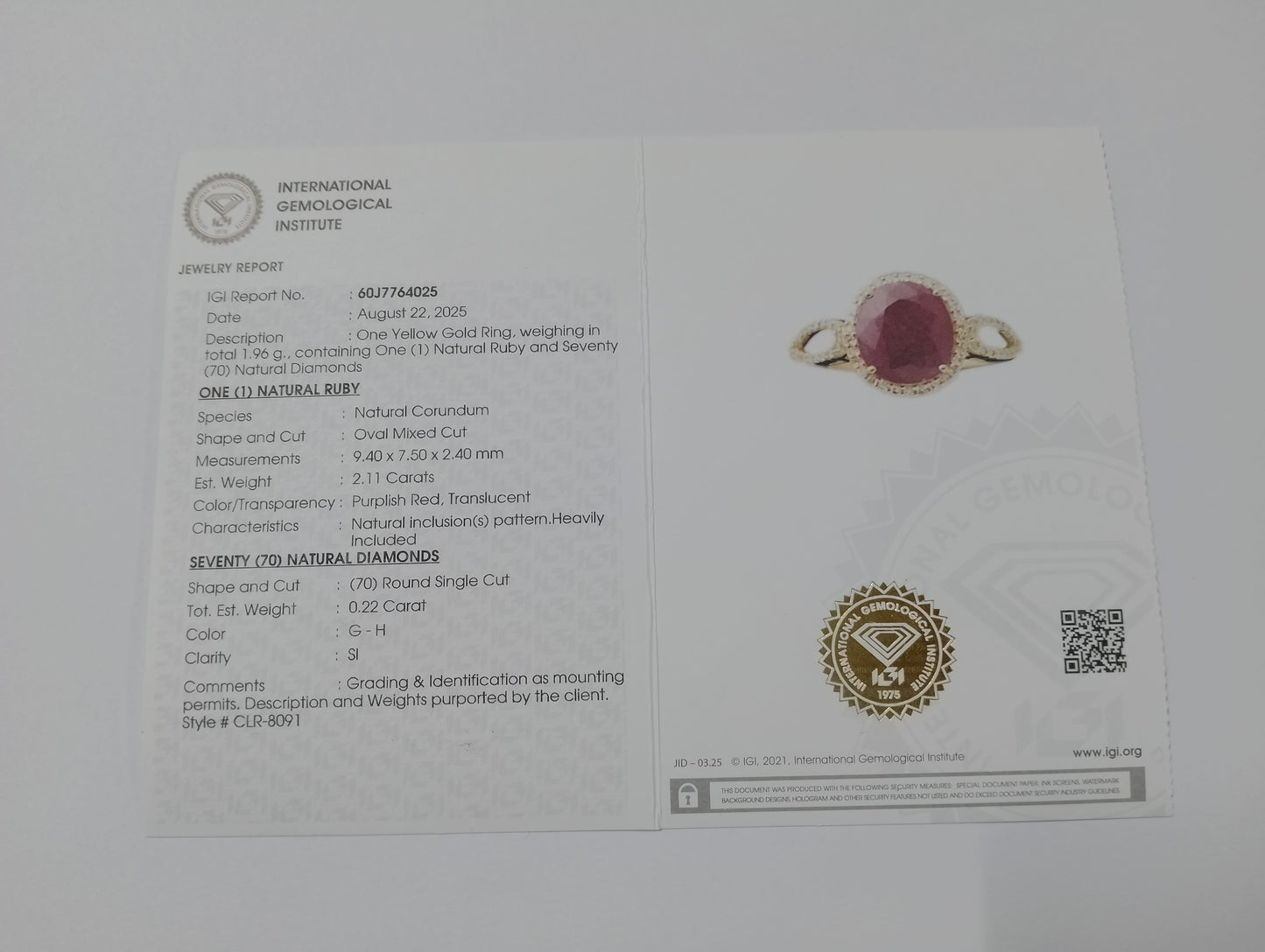 2.33 Ct Oval Mixed Cut Natural Corundum Ruby 14K Gold Ring