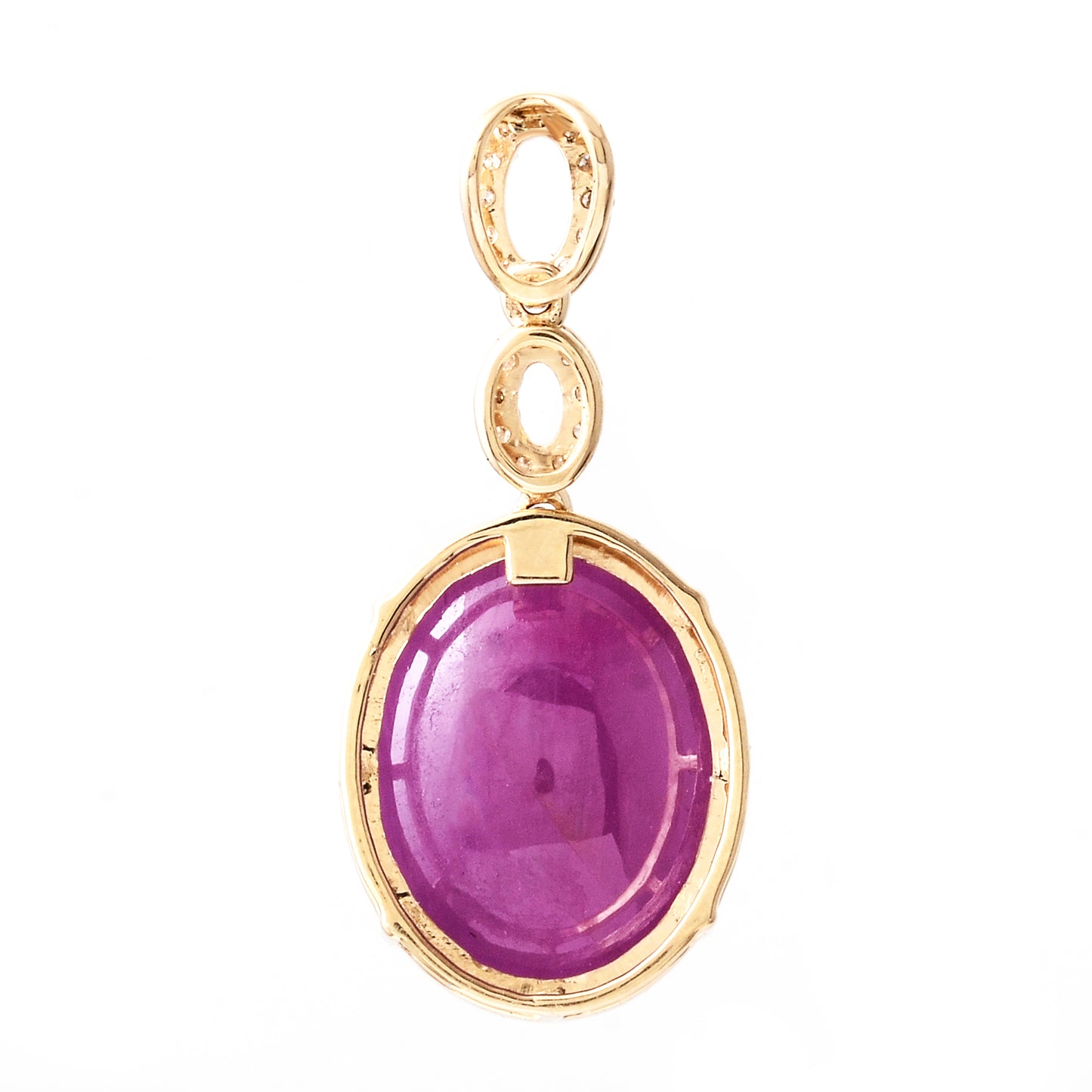 10.36 Ct Oval Cabochon Natural Corundum Ruby 14K Gold Pendant