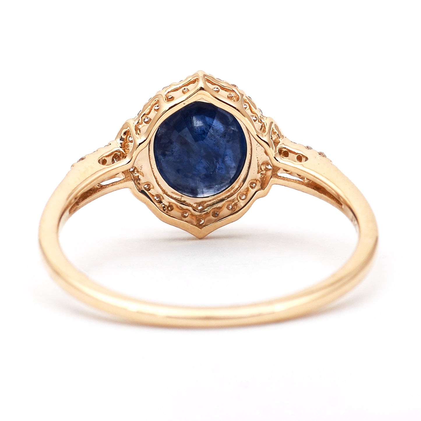 1.34 Ct Oval Mixed Cut Natural Sapphire 14K Gold Ring