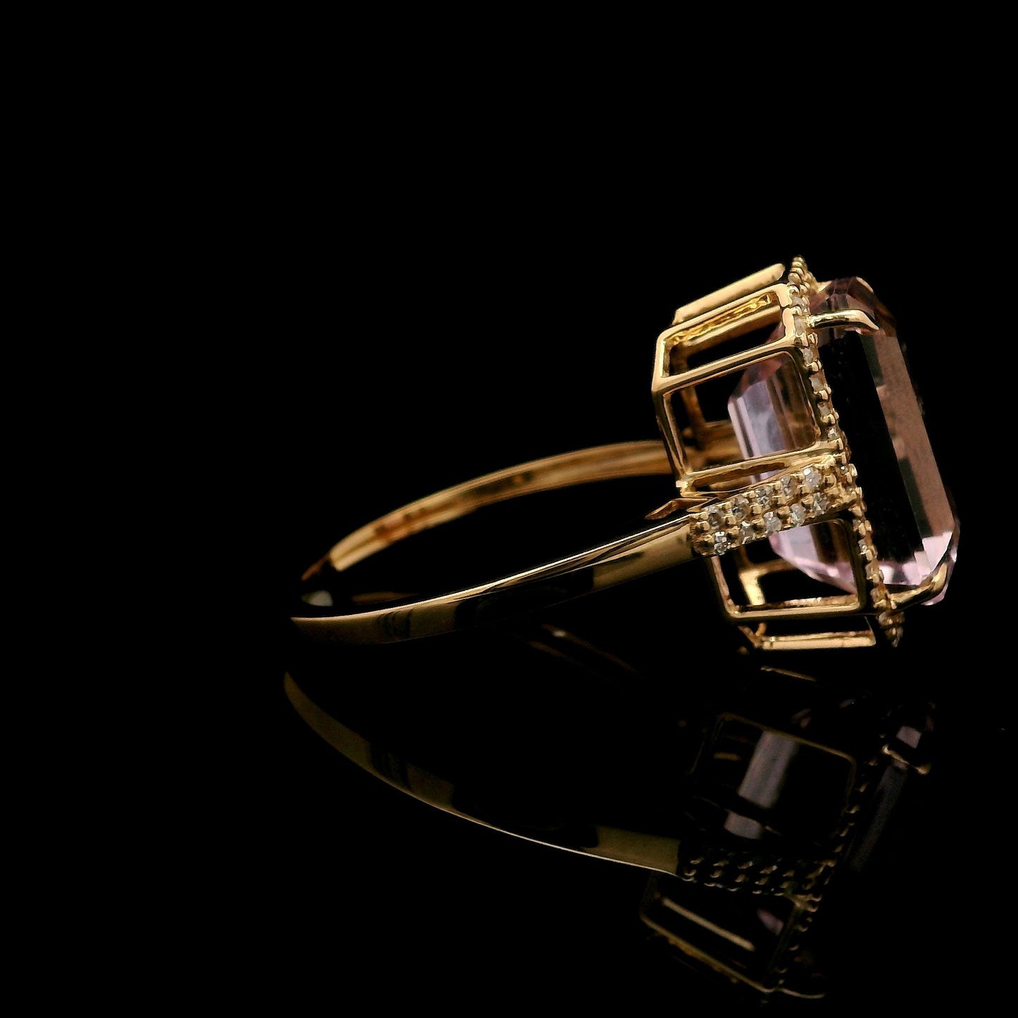 5.64 Ct Octagon Kunzite 14K Gold Ring