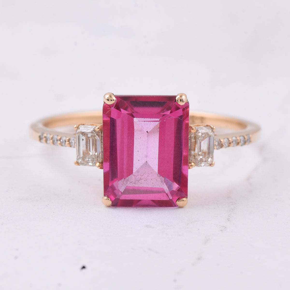 2.88 Ct Octagon Step Cut Natural Topaz 14K Gold Ring