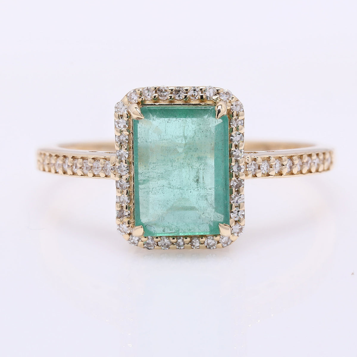 1.71 Ct Octagon Step Cut Natural Emerald 14K Gold Ring
