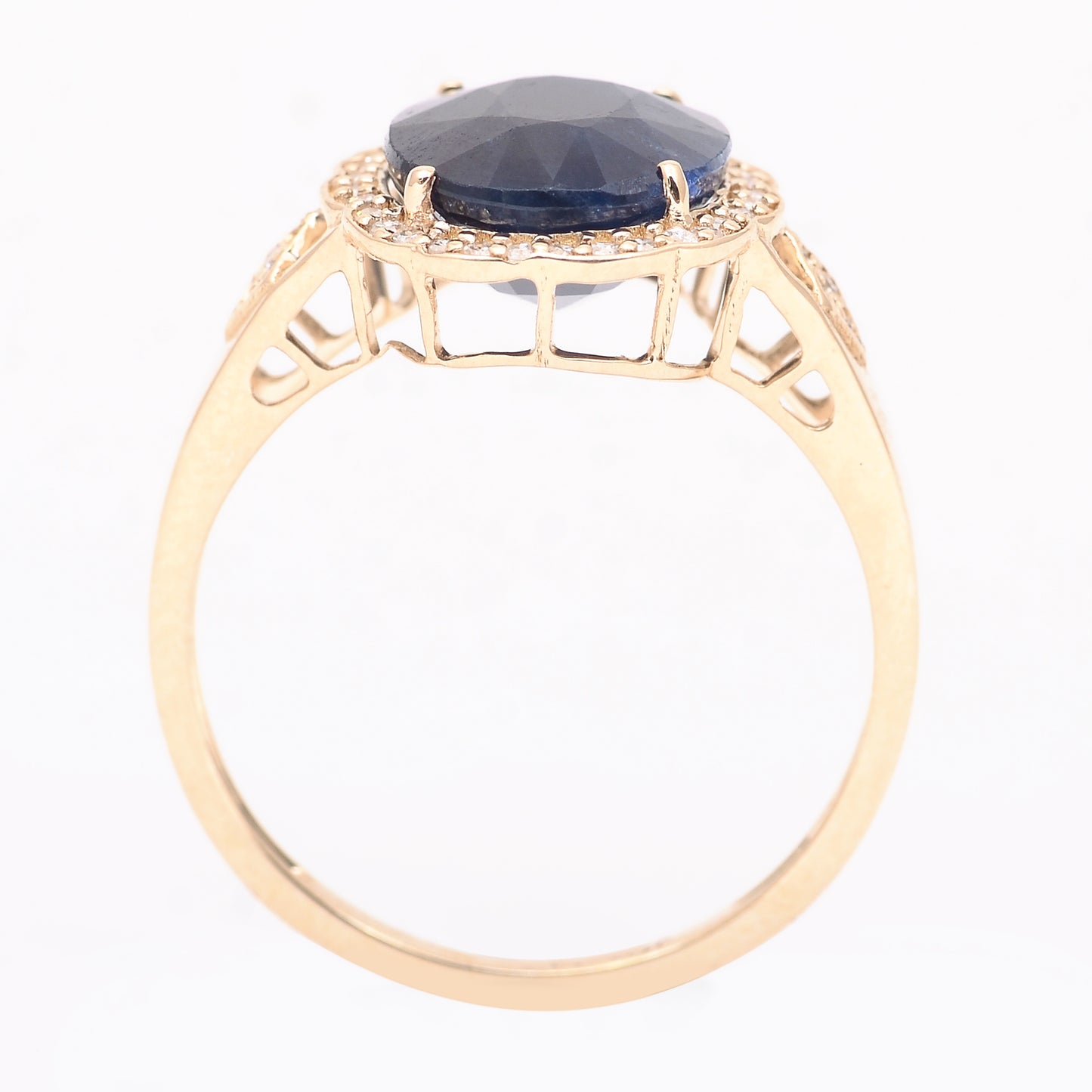 4.79 Ct Oval Mixed Cut Natural Sapphire 14K Gold Ring