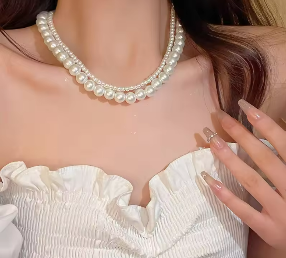 Imitation Pearl Gold Plated Brass Necklace