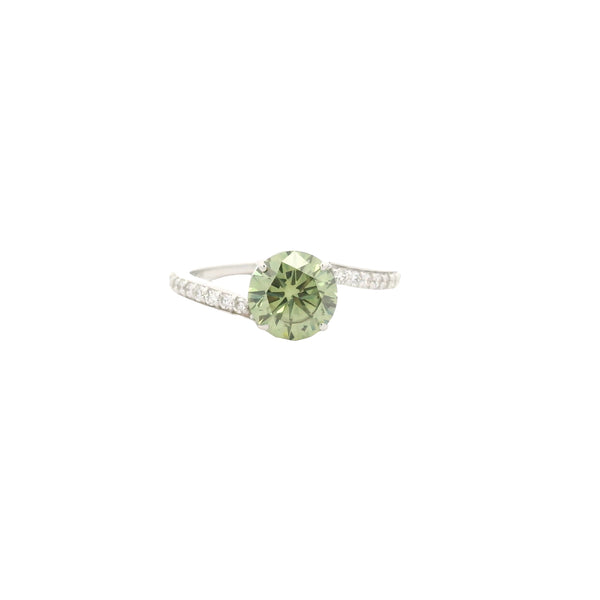 1.73 Carats Green Lab Grown Diamond 14K Gold Ring