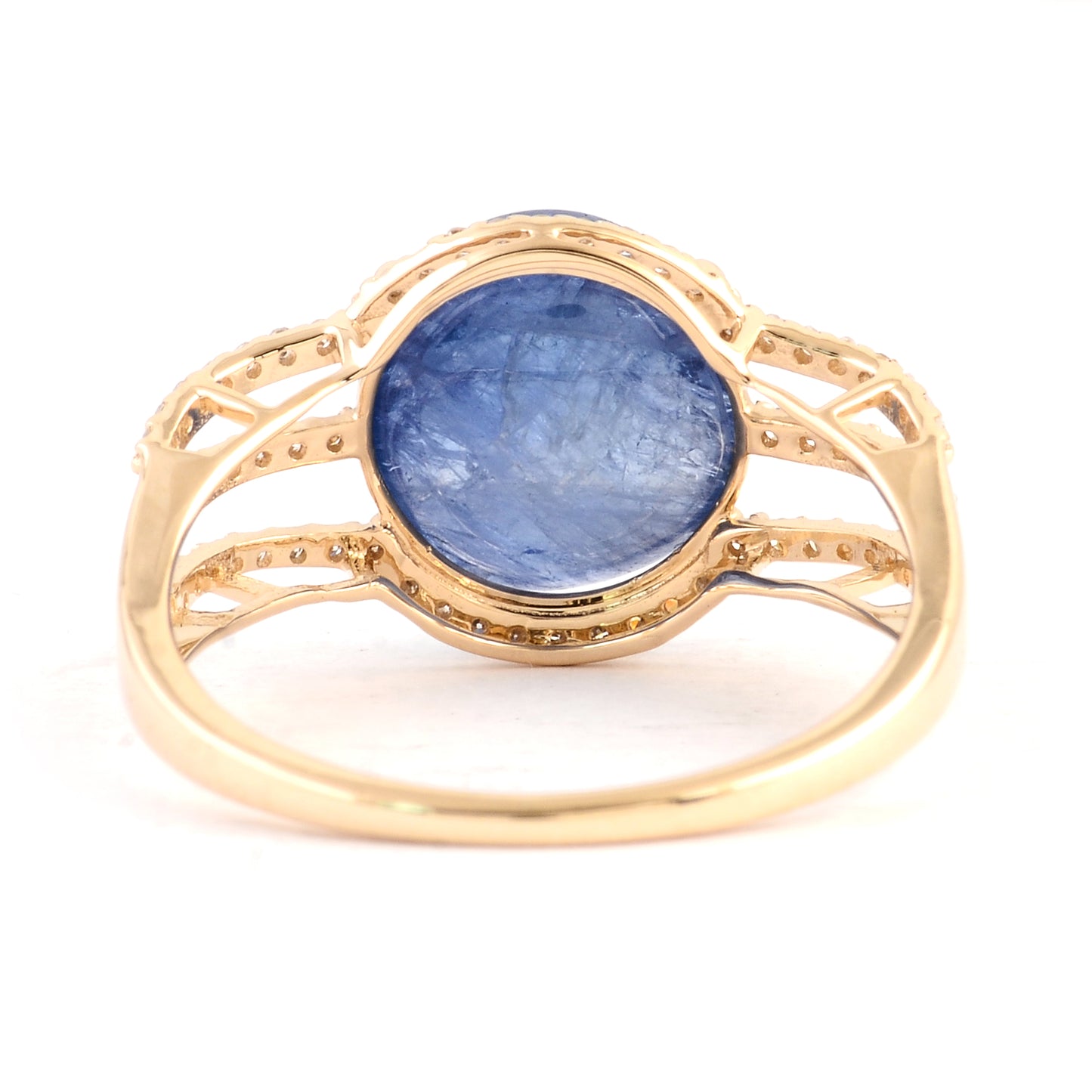5.11 Ct Oval Cabochon Natural Corundum Sapphire 14K Gold Ring