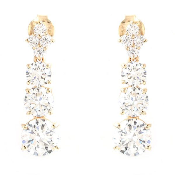3.77 Carats Lab Grown Diamond 14K Gold Earrings