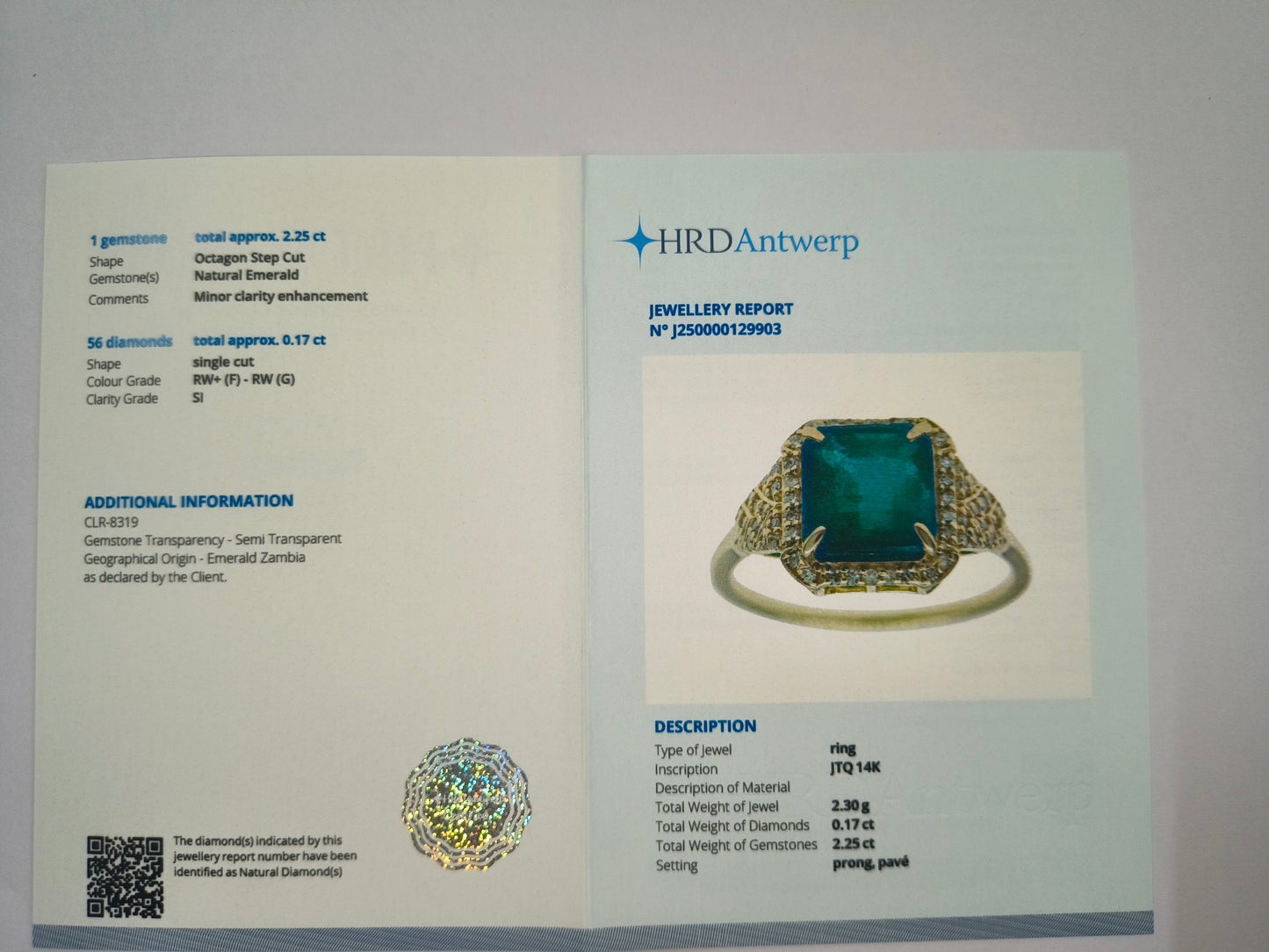 2.42 Ct Octagon Natural Emerald 14K Gold Ring
