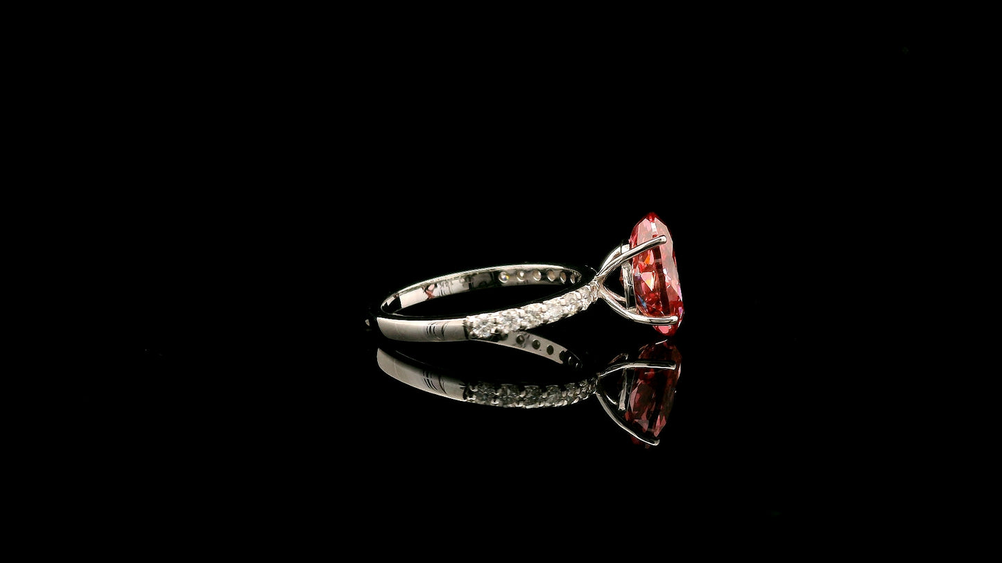 3.38 Carats Pink Lab Grown Diamond 14K Gold Ring
