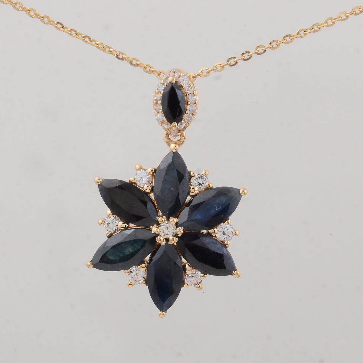 3.20 Ct Marquise Sapphire 14K Gold Pendant