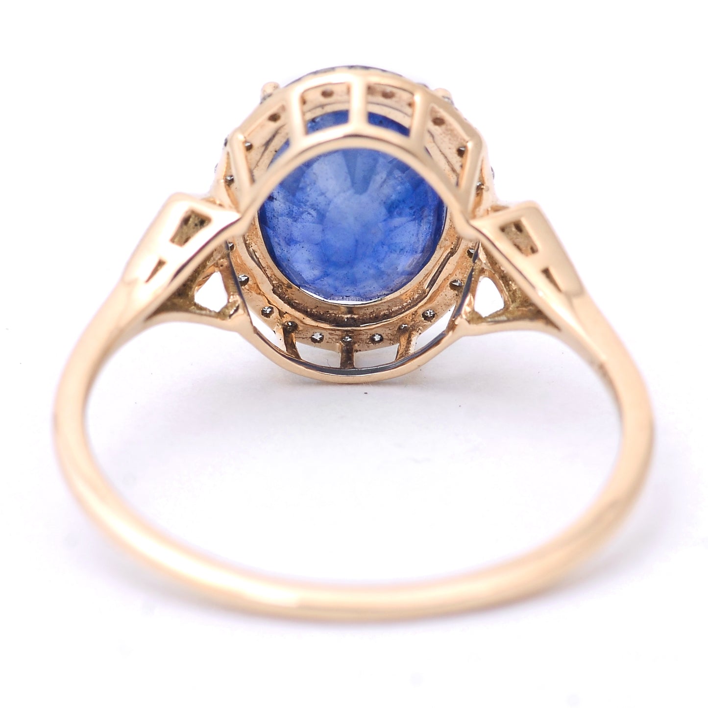 3.09 Ct Oval Mixed Cut Natural Sapphire 14K Gold Ring