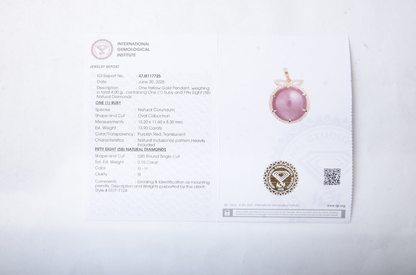 14.05 Ct Oval Cabochon Natural Corundum Ruby 14K Gold Pendant