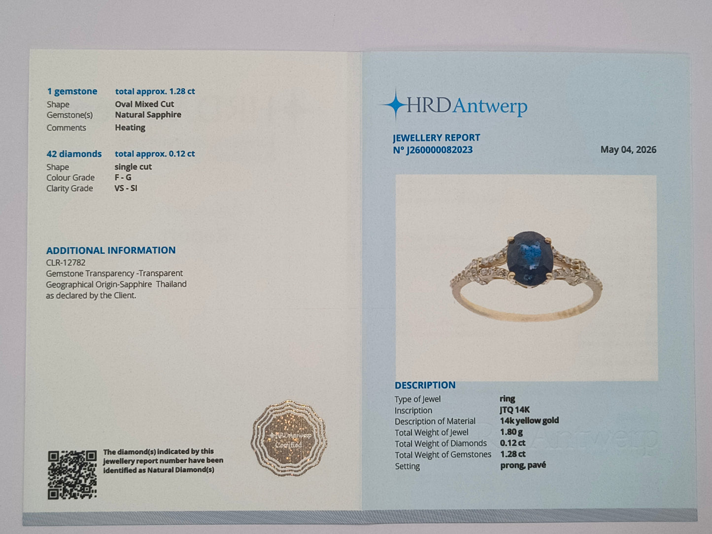 1.40 Ct Oval Mixed Cut Natural Sapphire 14K Gold Ring