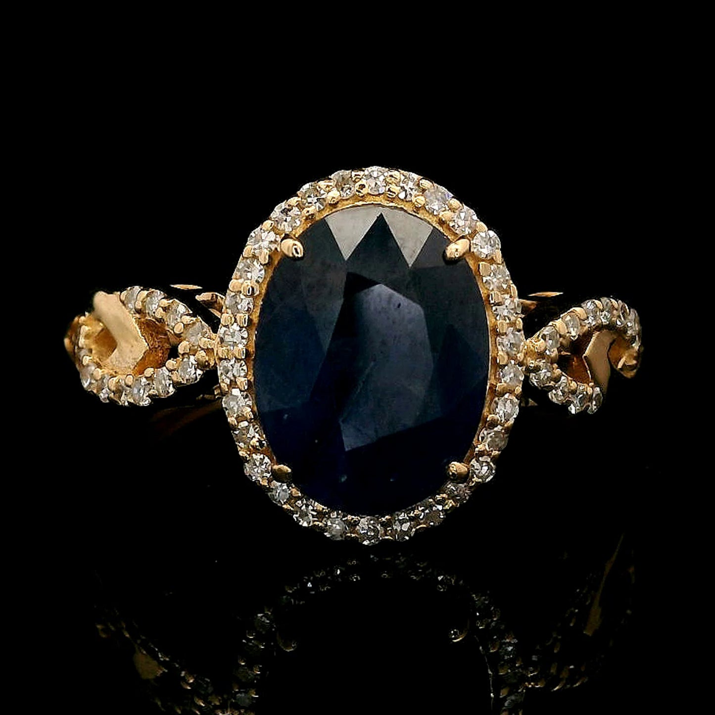 2.50 Ct Oval Mixed Cut Natural Sapphire 14K Gold Ring