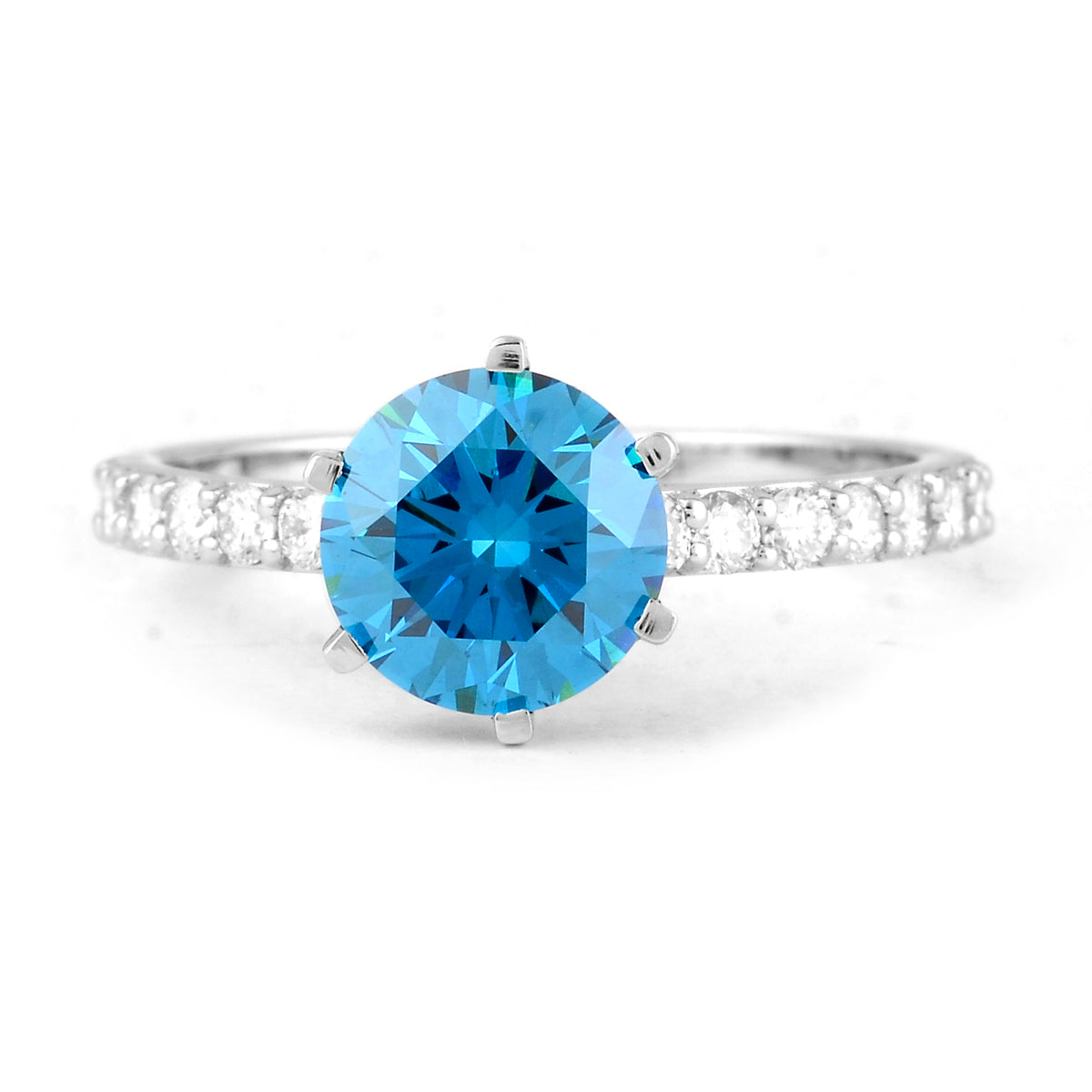 2.37 Carats Blue Lab Grown Diamond 14K Gold Ring