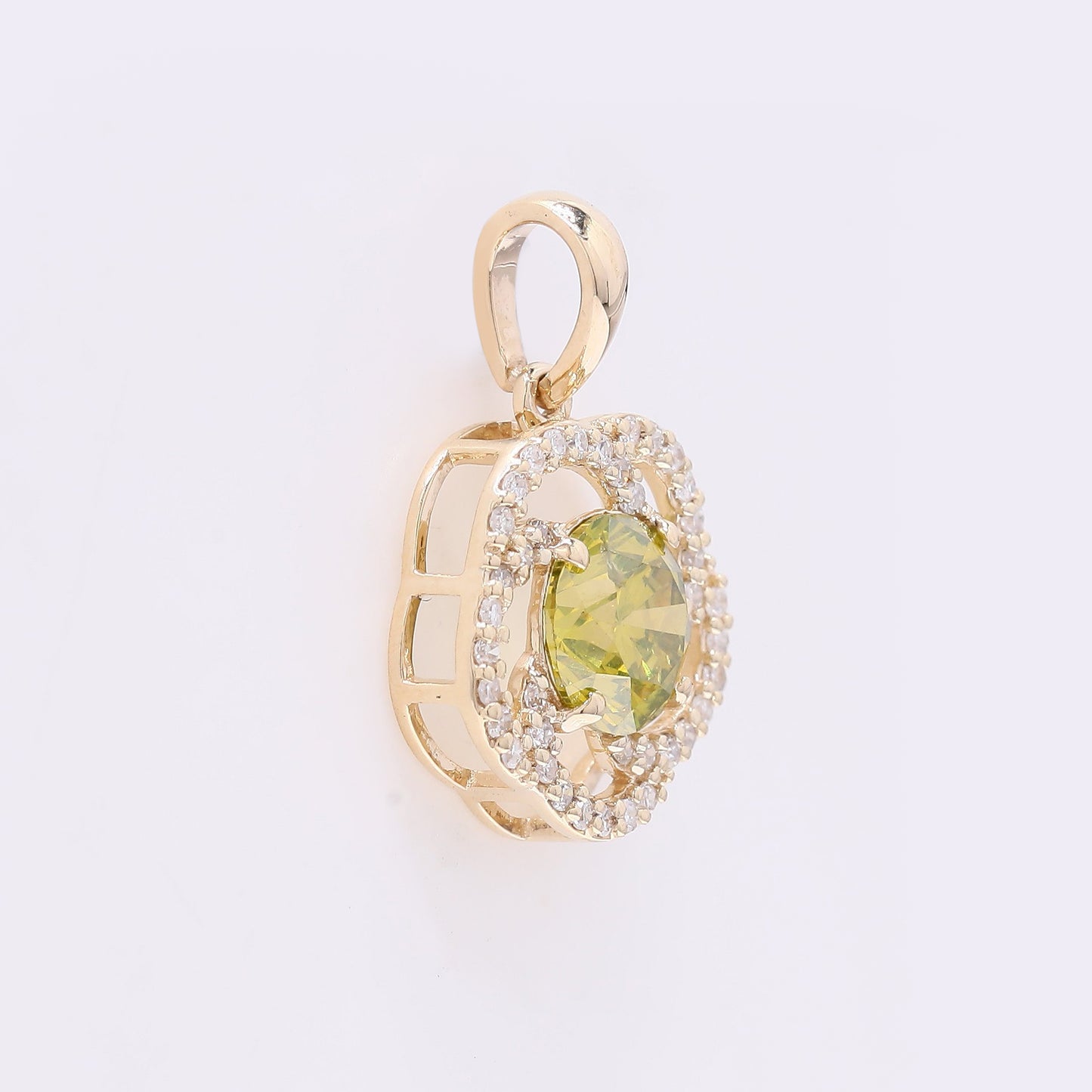0.99 Ct Round Yellow Diamond 14K Gold Pendant