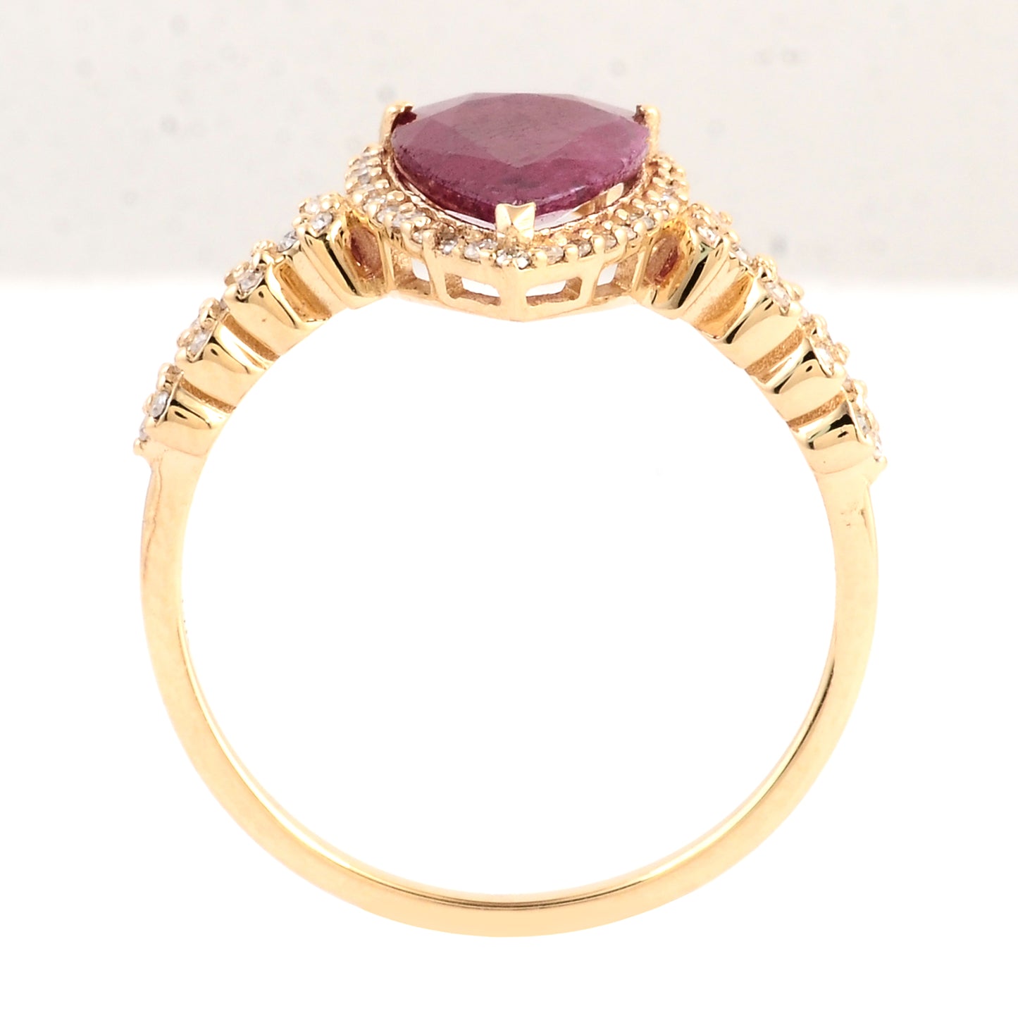 1.70 Ct Pear Mixed Cut Natural Corundum Ruby 14K Gold Ring