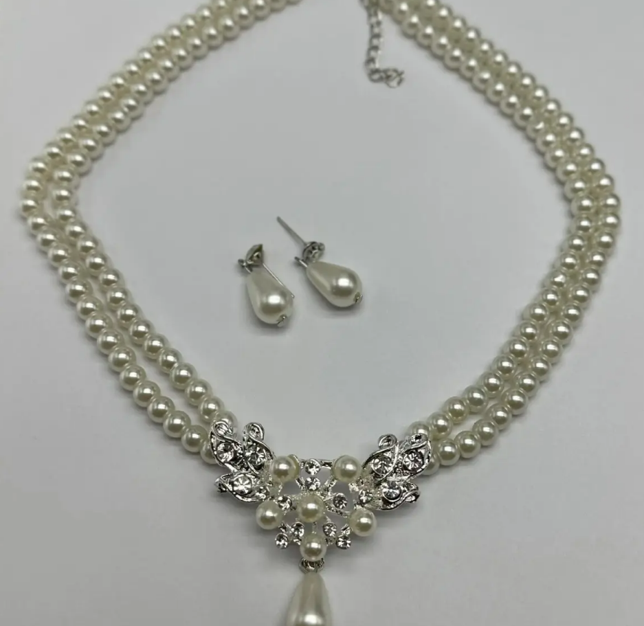 Imitation Pearl Gold Plated Brass Necklace