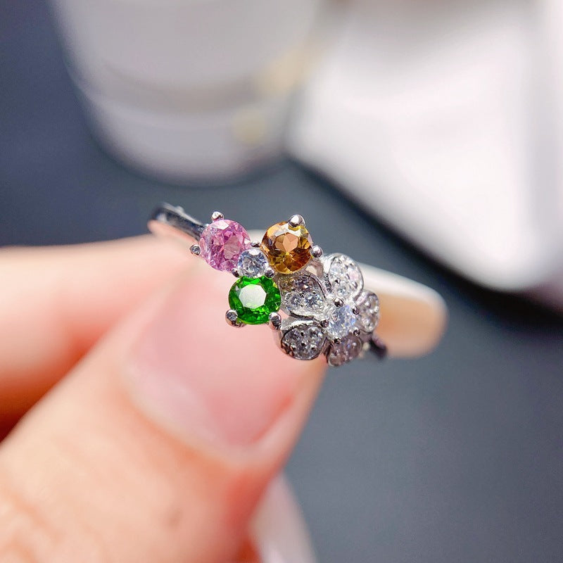 Multi Colored Tourmaline 925 Sterling Silver Ring