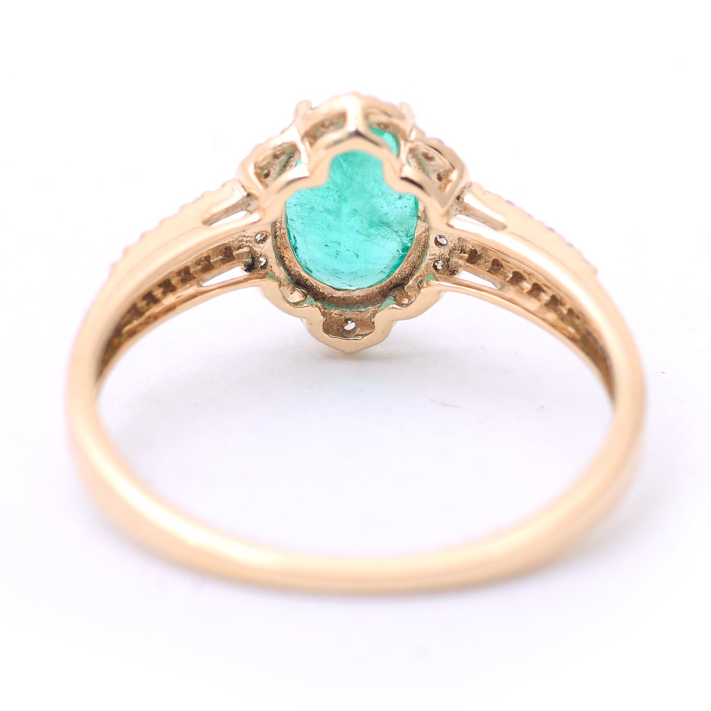 1.14 Ct Oval Mixed Cut Natural Emerald 14K Gold Ring