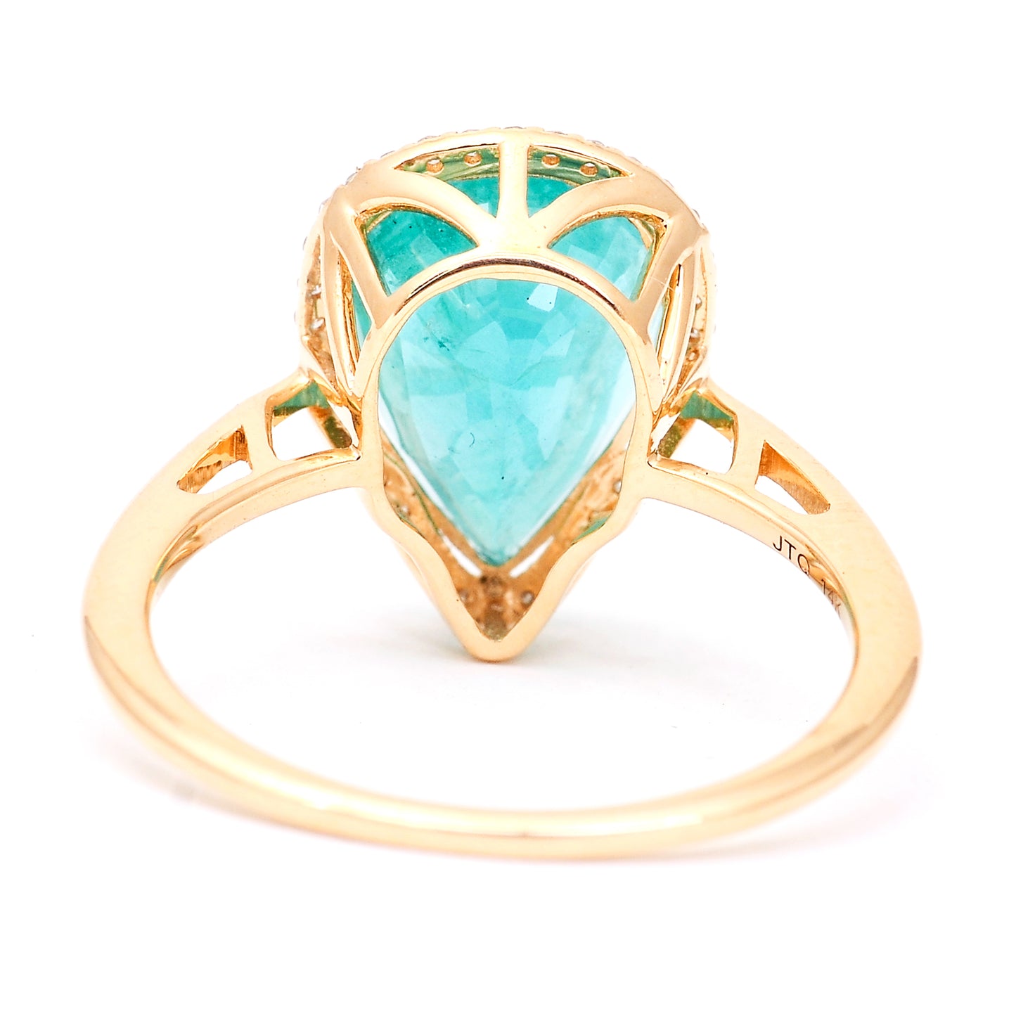 4.11 Ct Pear Mixed Cut Natural Emerald 14K Gold Ring