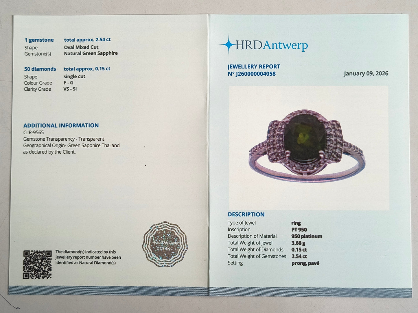 2.69 Ct Oval Mixed Cut Natural Green Sapphire 950 Platinum Ring