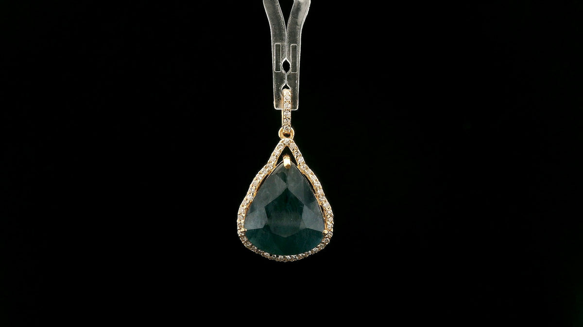 7.29 Ct Pear Natural Sapphire 14K Gold Pendant
