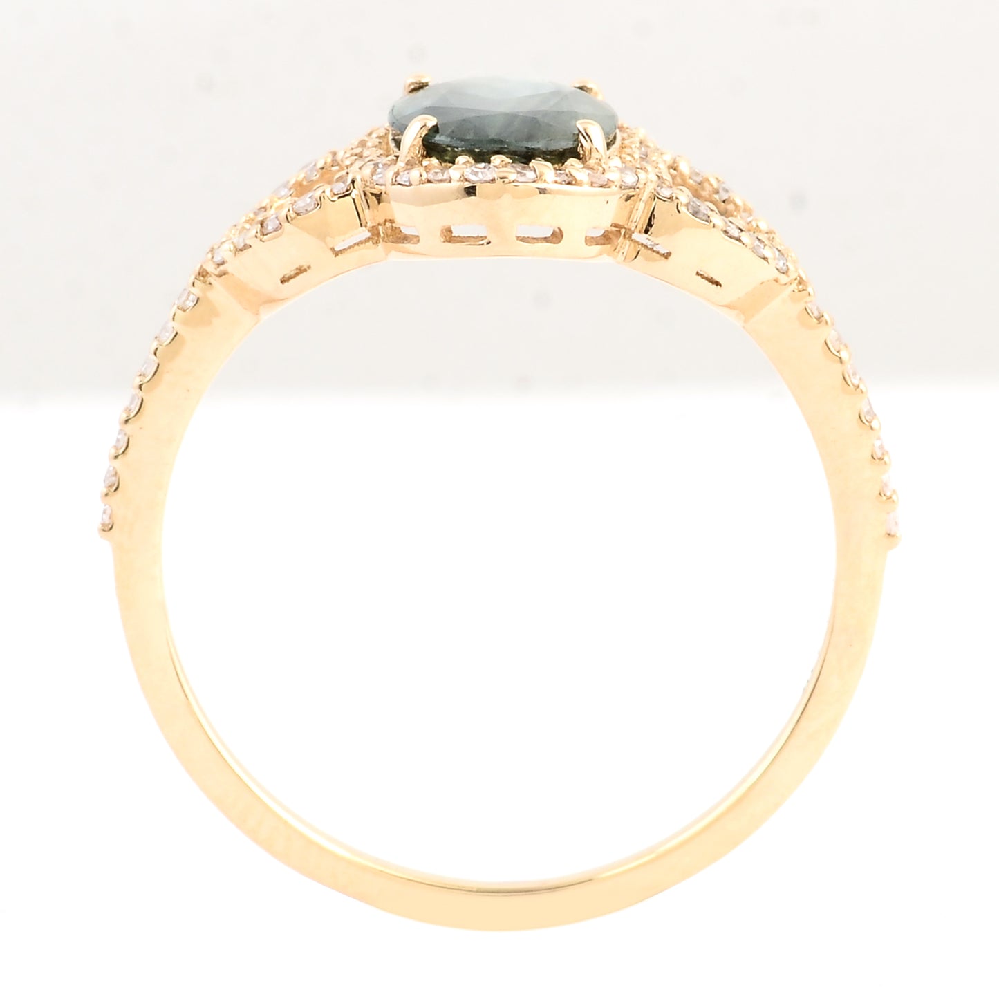 1.57 Ct Oval Mixed Cut Natural Corunum Sapphire 14K Gold Ring