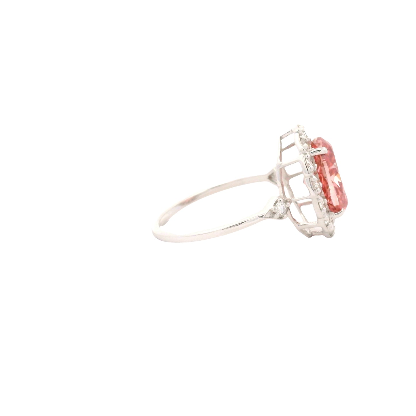 3.43 Carats Pink Lab Grown Diamond 14K Gold Ring