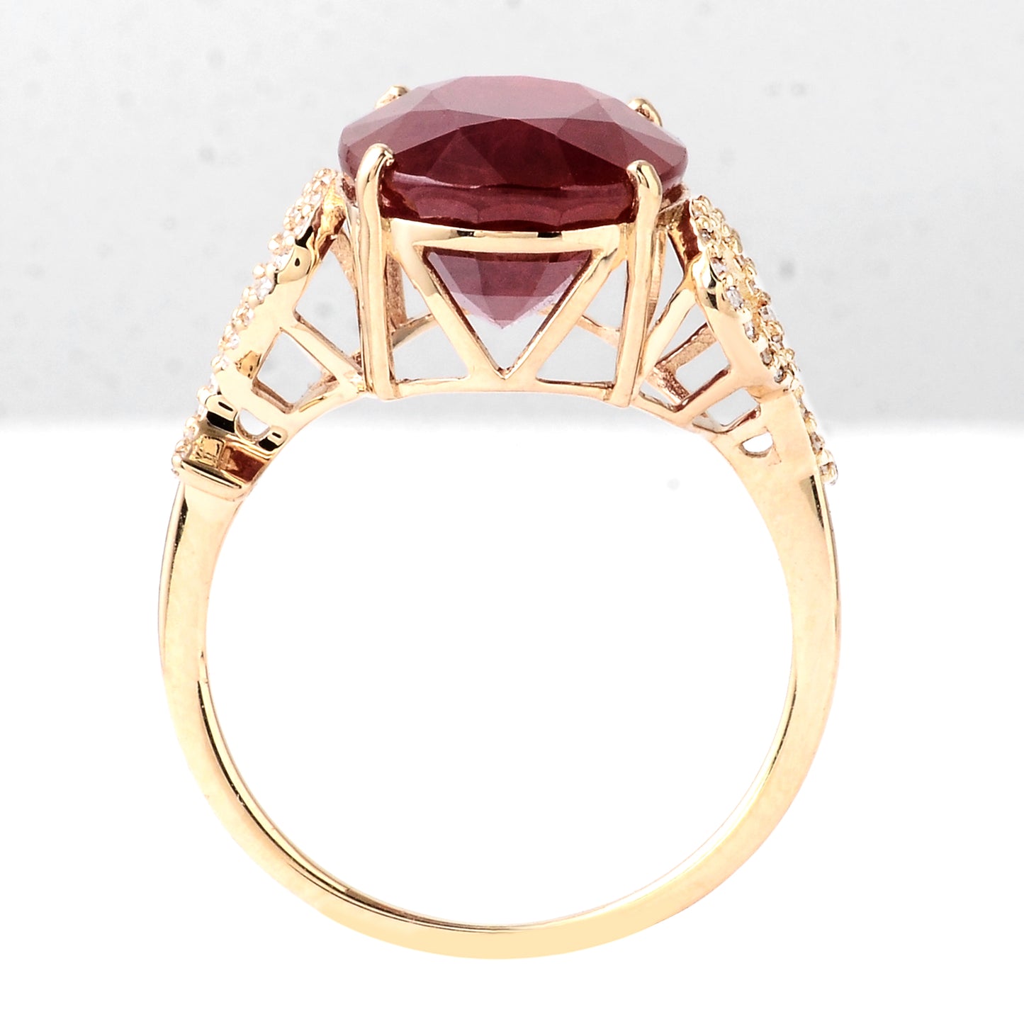 8.21 Ct Oval Mixed Cut Natural Corundum Orange Sapphire 14K Gold Ring