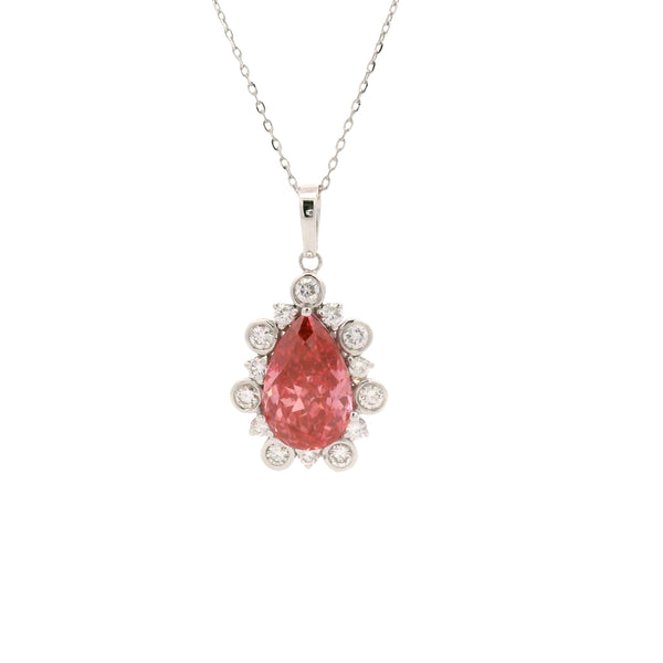 2.98 Carats Pink Lab Grown Diamond 14K Gold Pendant