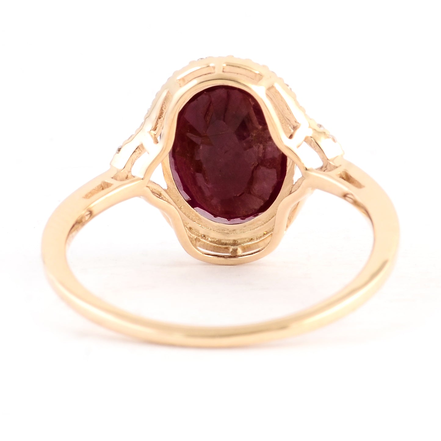 2.90 Ct Oval Mixed Cut Natural Corundum Ruby 14K Gold Ring
