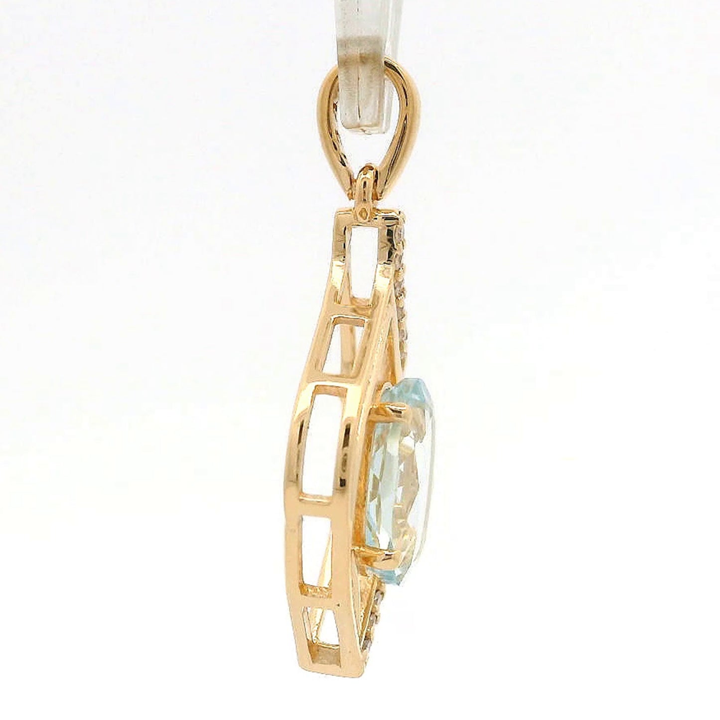 1.01 Ct Oval Aquamarine 14K Gold Pendant