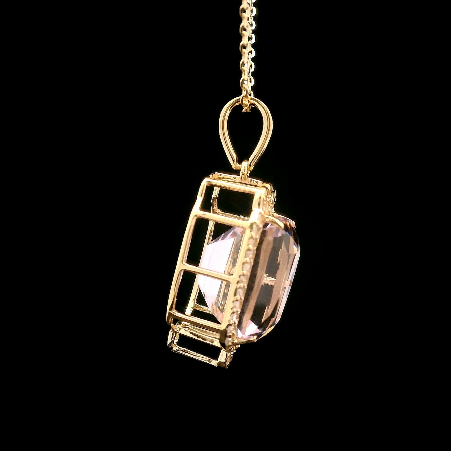 5.19 Ct Cushion Kunzite 14K Gold Pendant