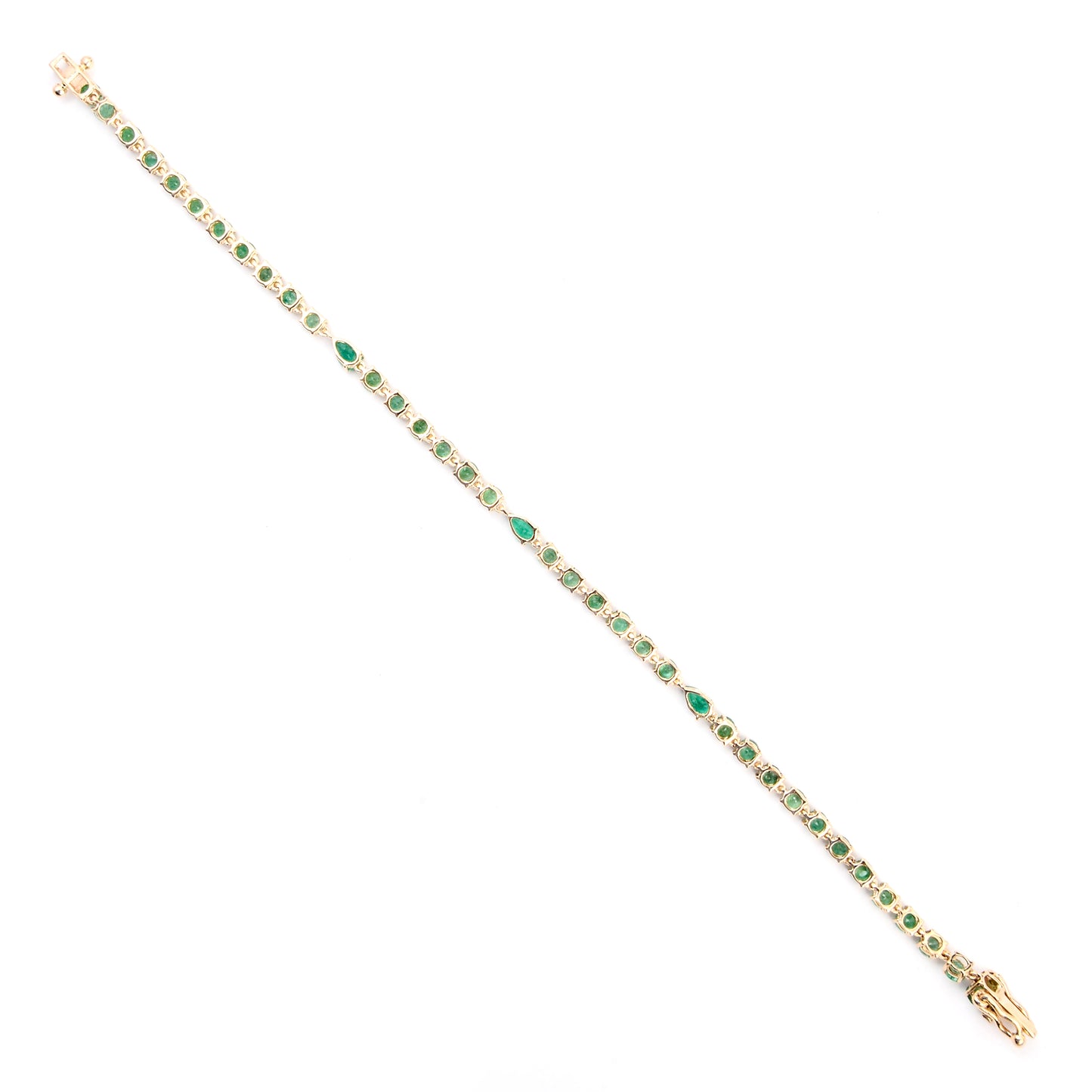 5.68 Ct Pear Emerald 14K Gold Braclet