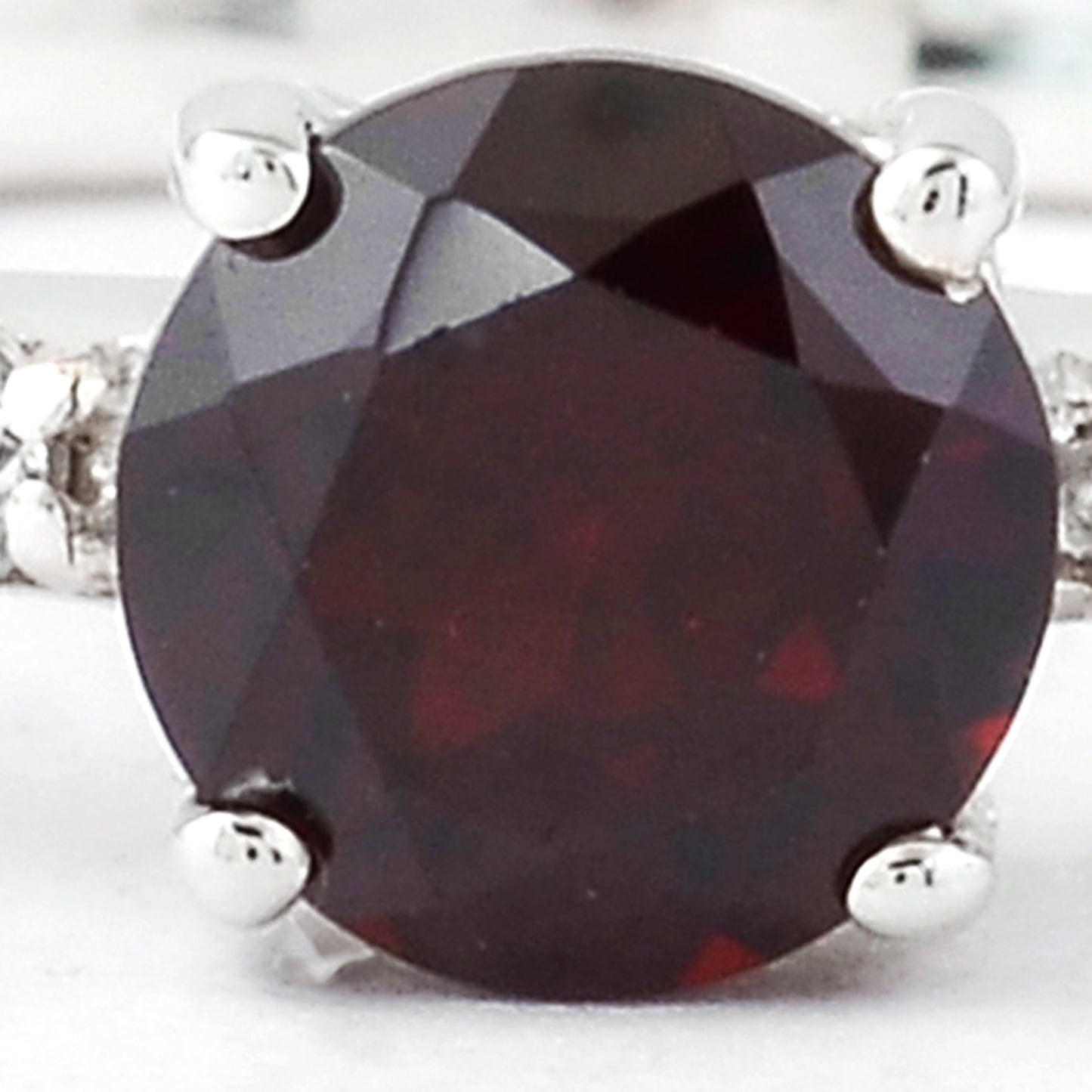 1.00 Ct Round Garnet, Cubic Zirconia, 925 Sterling Silver Ring