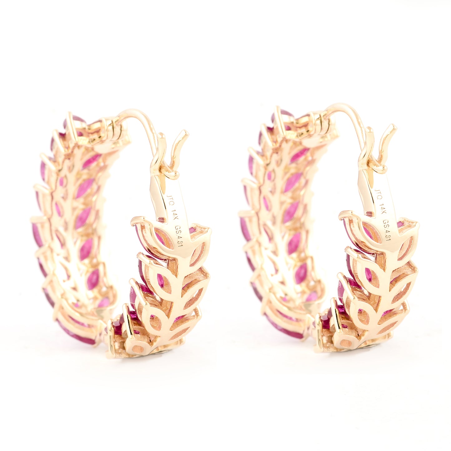 4.82 Ct Marquise Ruby 14K Gold Earrings