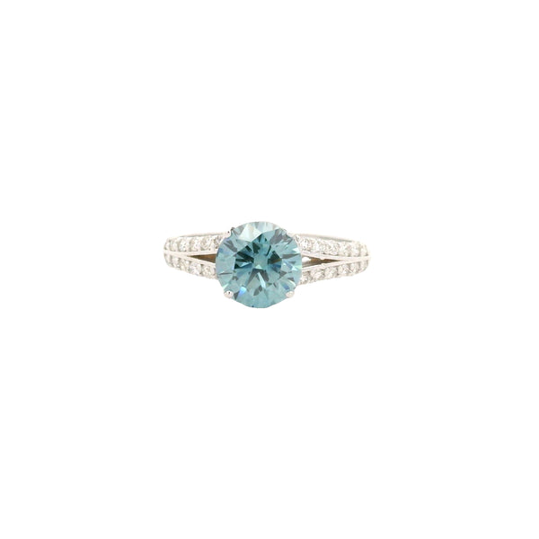 1.76 Carats Blue Lab Grown Diamond 14K Gold Ring