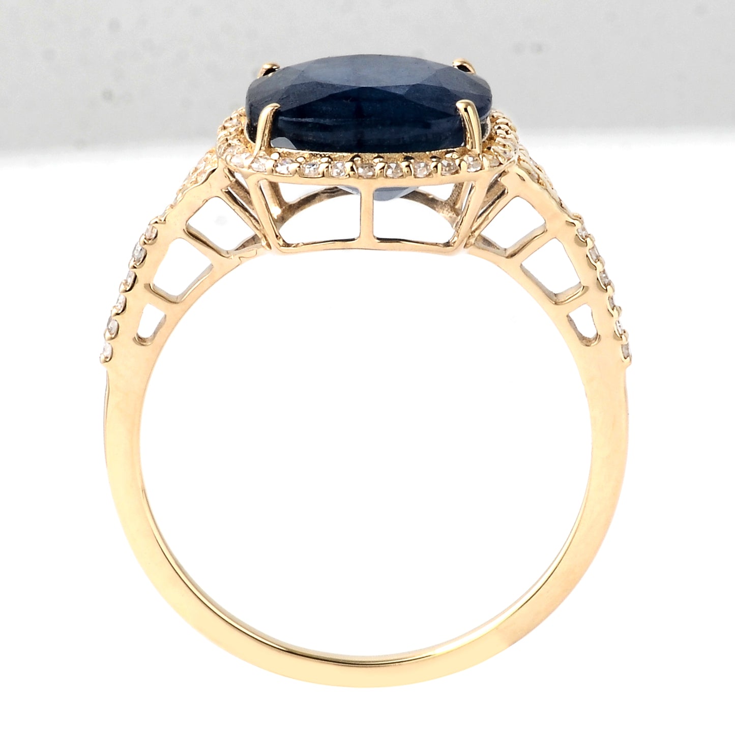 4.51 Ct Cushion Mixed Cut Natural Corundum Sapphire 14K Gold Ring