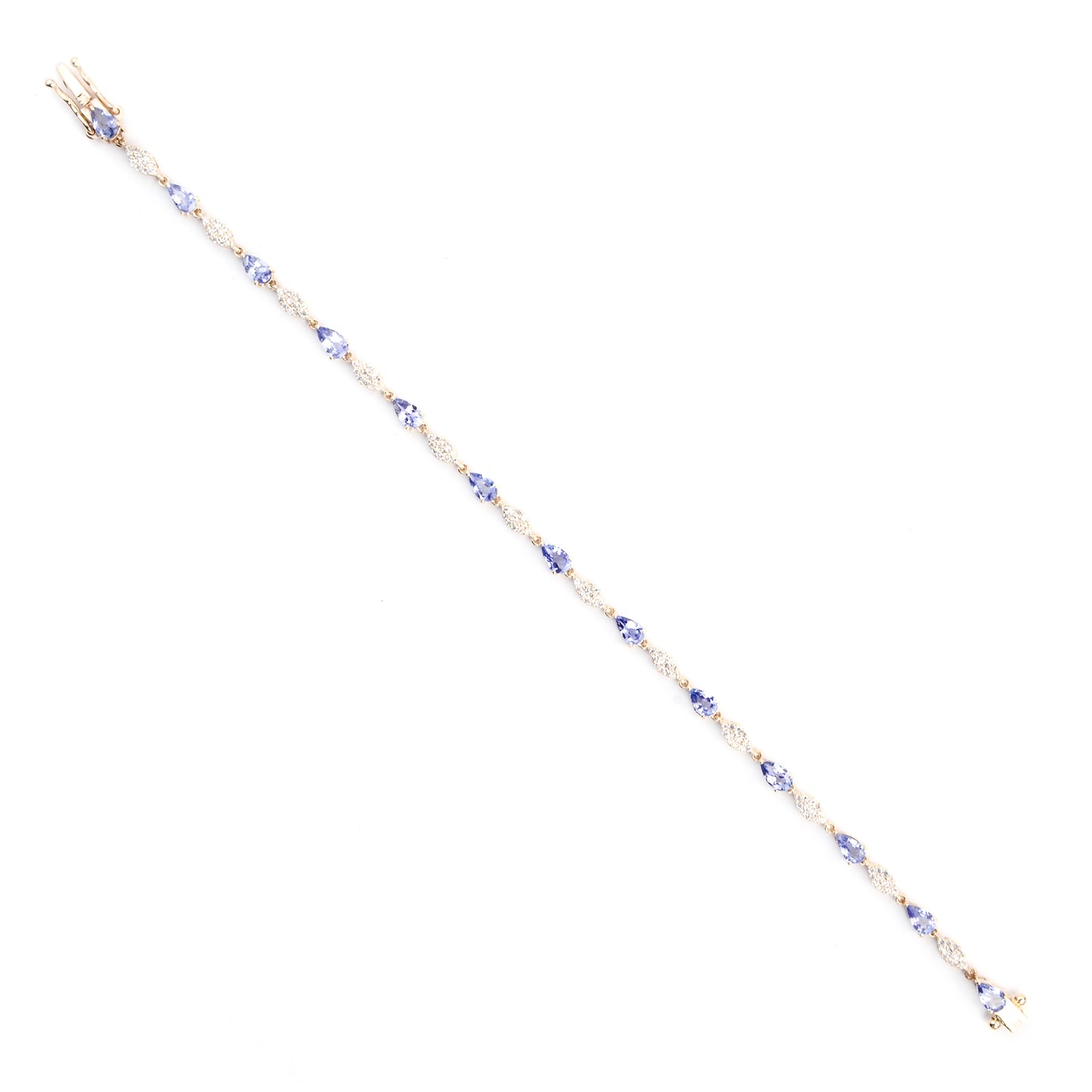 3.16 Ct Pear Tanzanite 14K Gold Bracelet