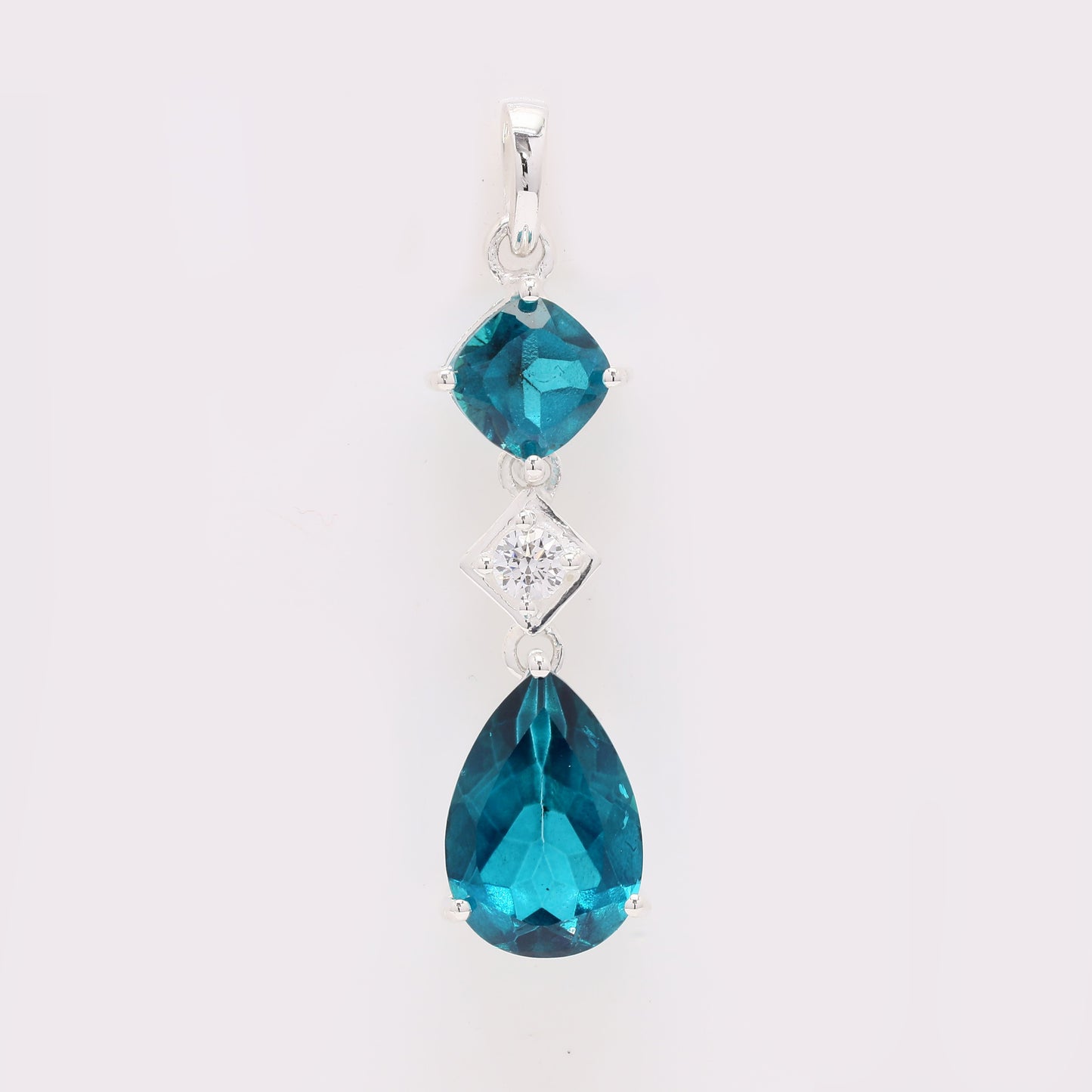 5.06 Ct Pear Paraiba Topaz 925 Silver Pendant