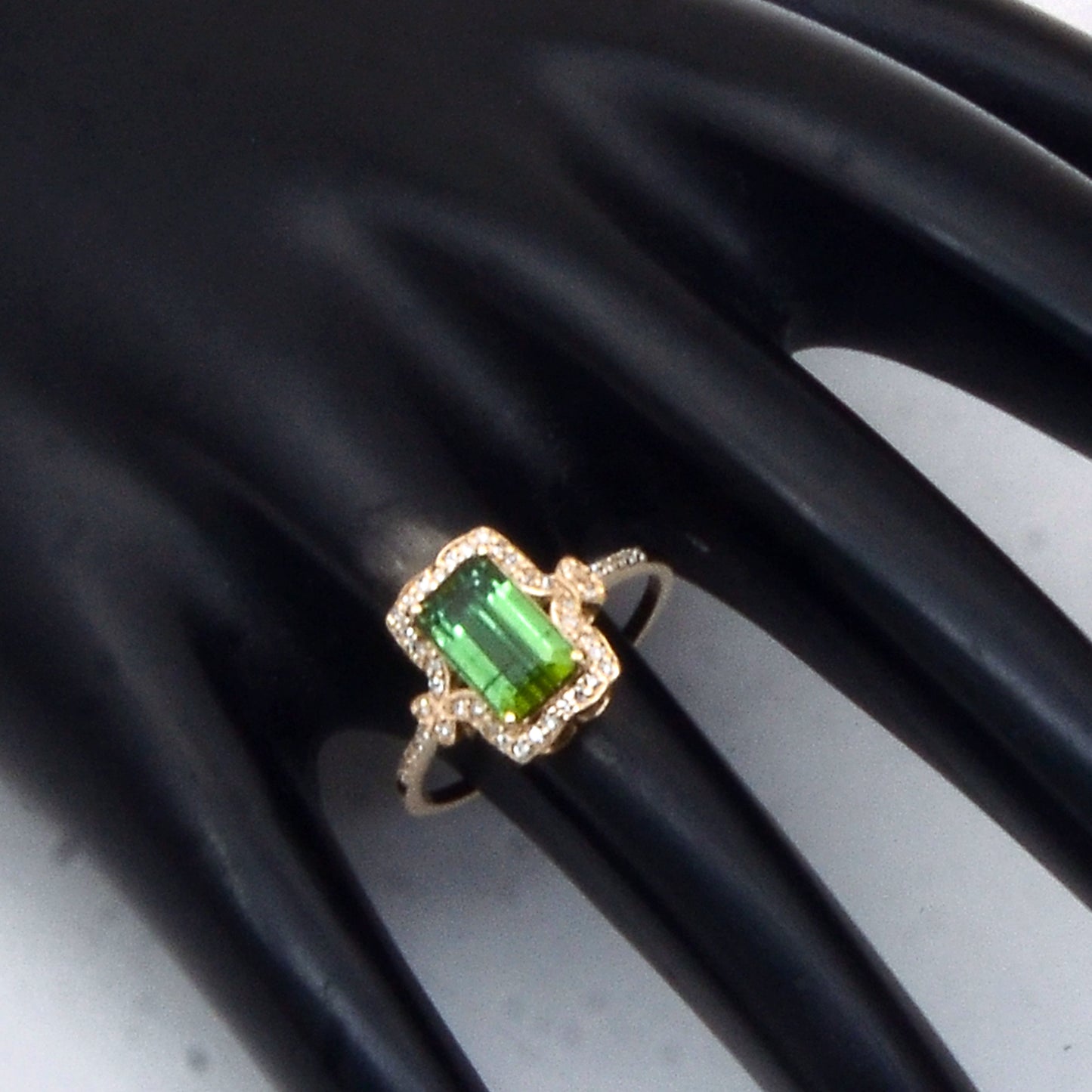 2.18 Ct Octagon Step Cut Natural Tourmaline 14K Gold Ring