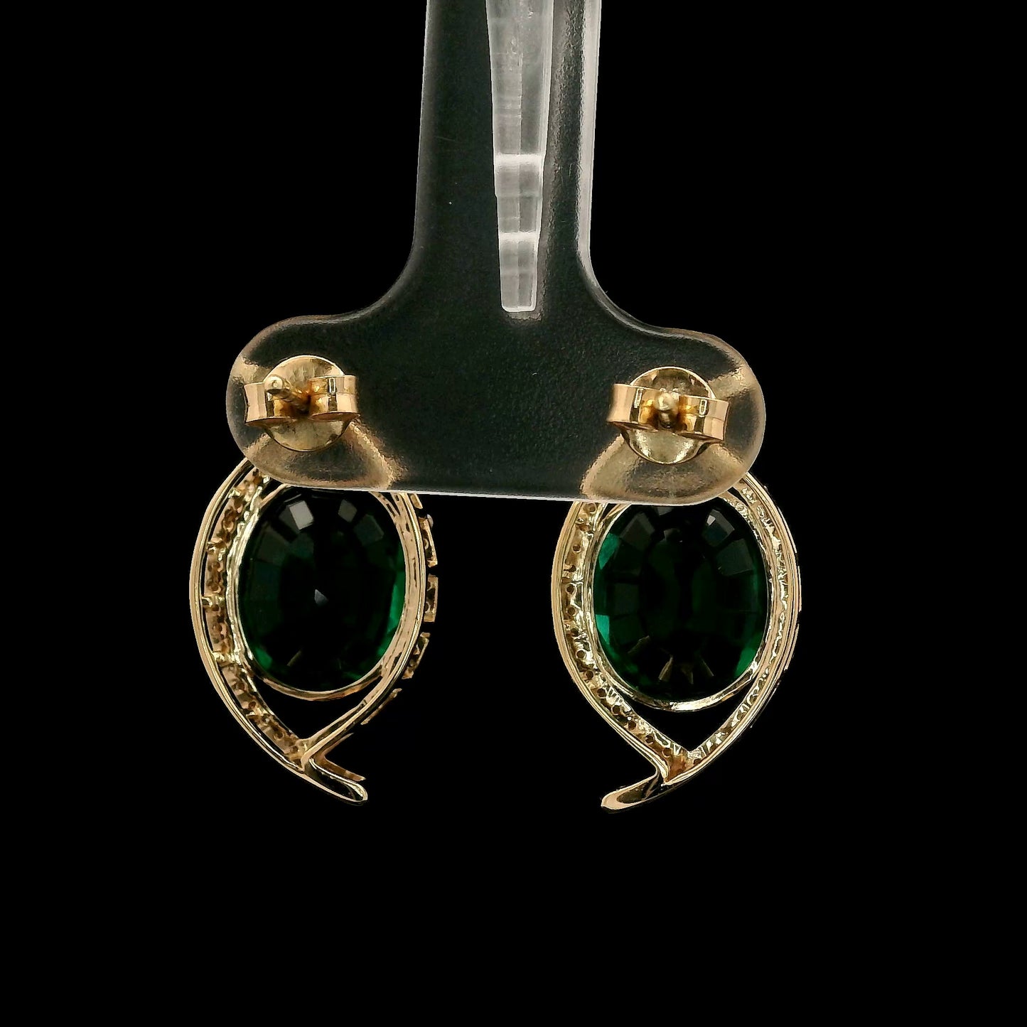 6.57 Ct Oval Mixed Cut Lab Grown Emerald 14K Gold Earrings