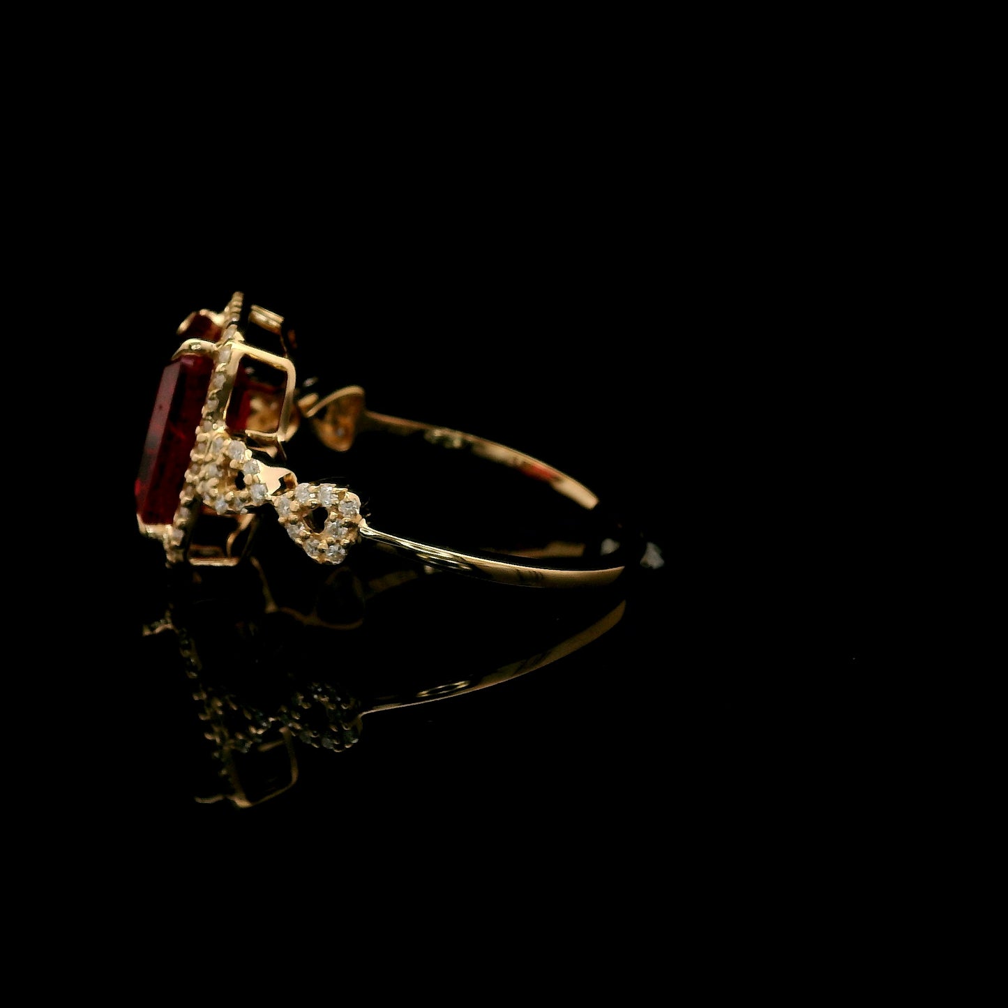 3.54 Ct Emerald Cut Lab Grown Ruby 14K Gold Ring
