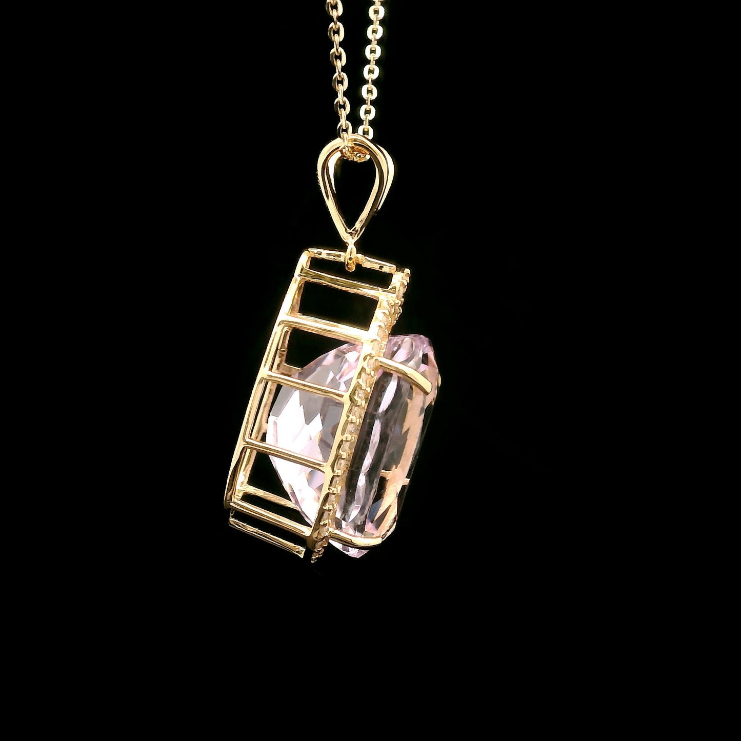 9.80 Ct Oval Kunzite 14K Gold Pendant