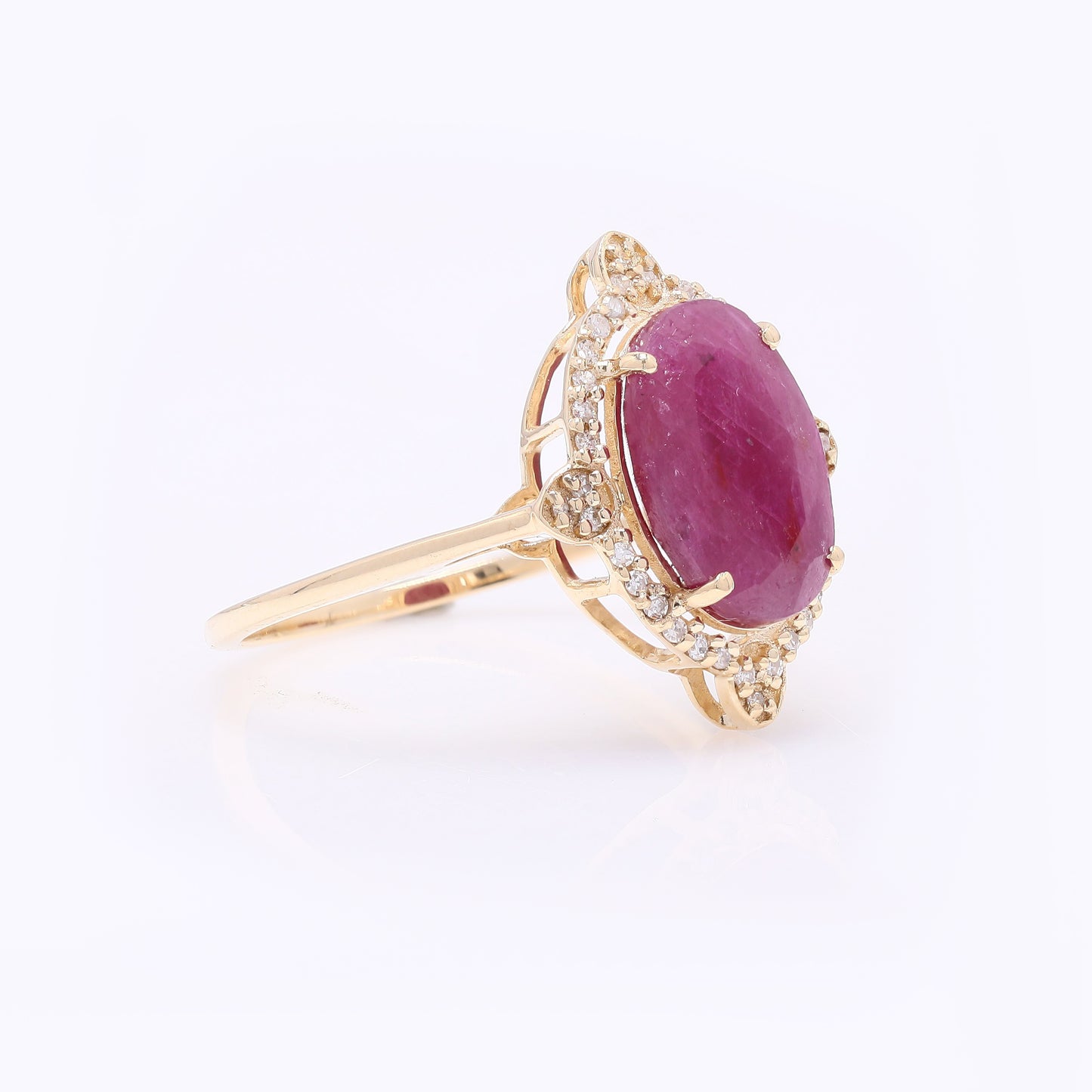 2.97 Ct Oval Mixed Cut Natural Ruby 14K Gold Ring